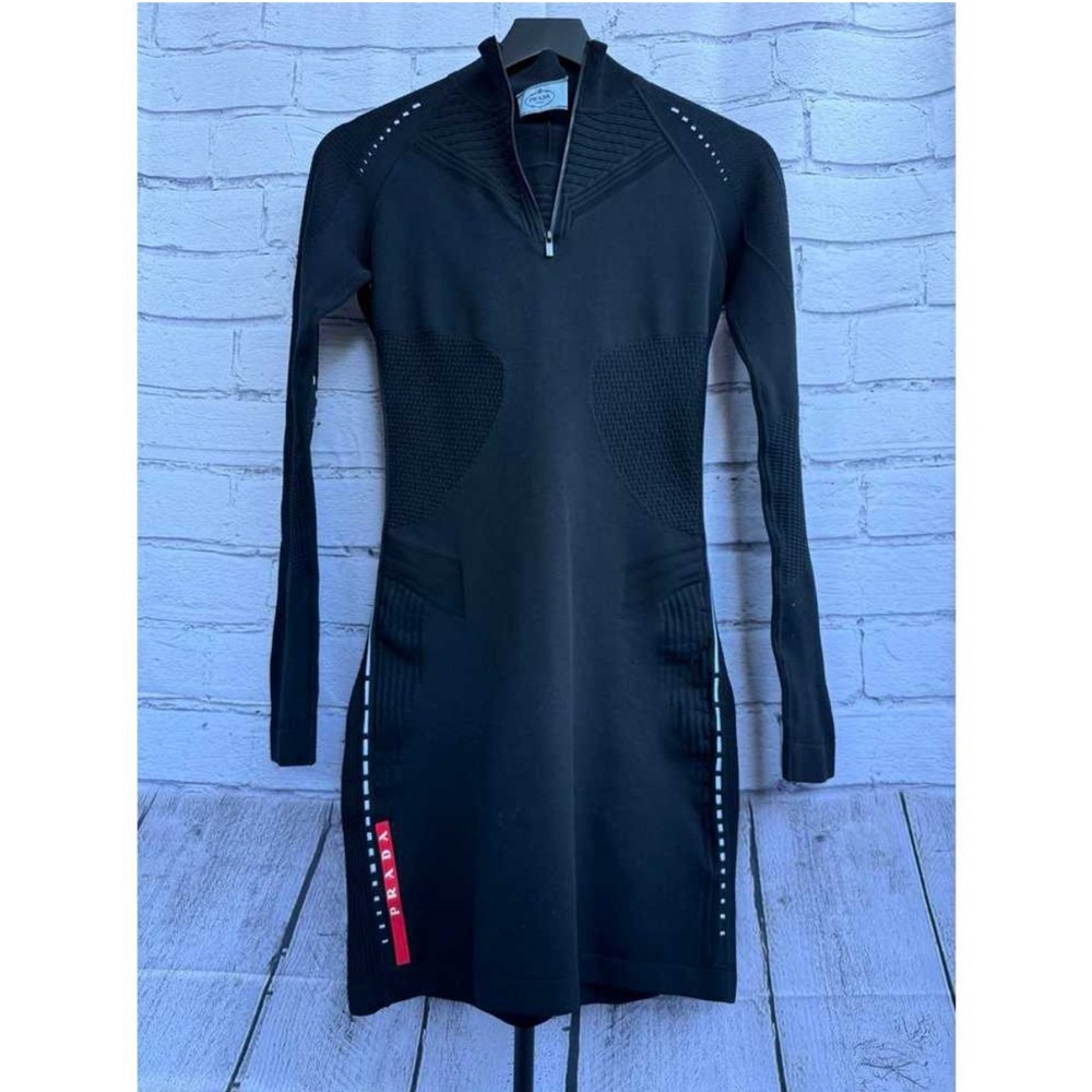 Prada Black tech knit mini dress